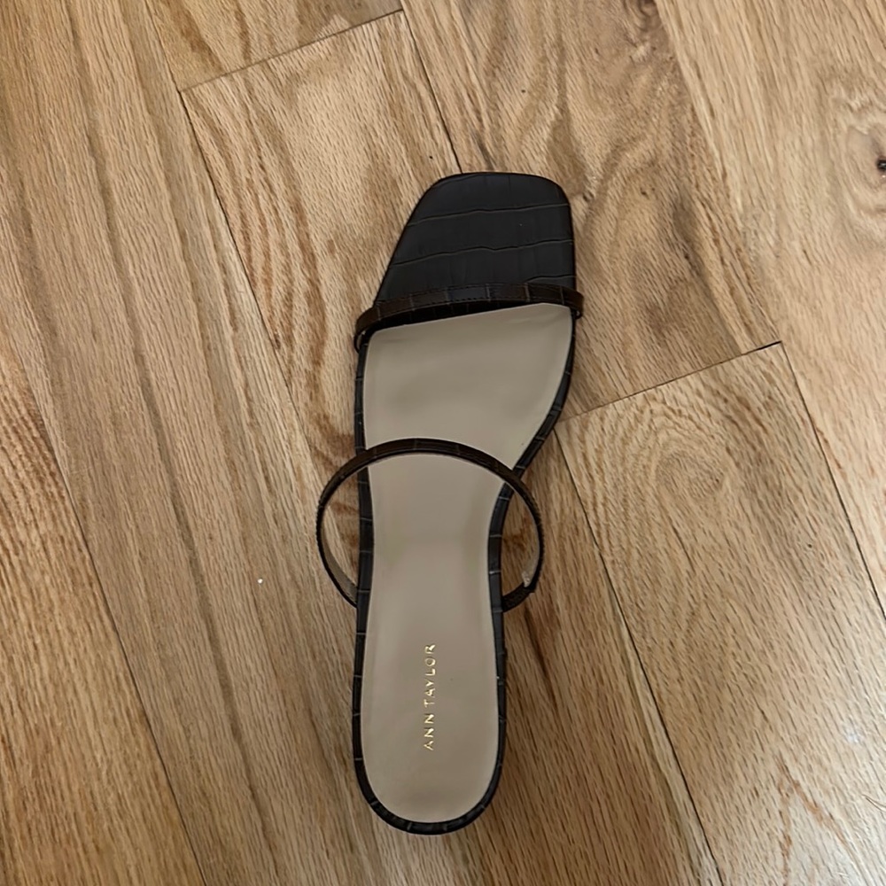 Ann Taylor block heel sandals - Embossed Leather Two Strap Block Heel Sandals